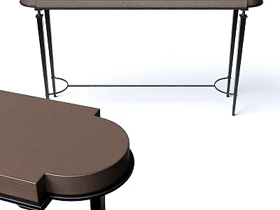 Brown Wooden Table With Metal Legs And Modern Contemporary Design Surface 3d model