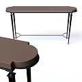Brown Wooden Table With Metal Legs And Modern Contemporary Design Surface