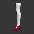 White Thigh High Socks With Pink Bows And Stylish Pink Shoes Fashion
