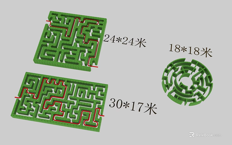Outdoor Playground Maze Equipment For Kids With 24x24m 18x18m 30x17m Sizes 3d model 