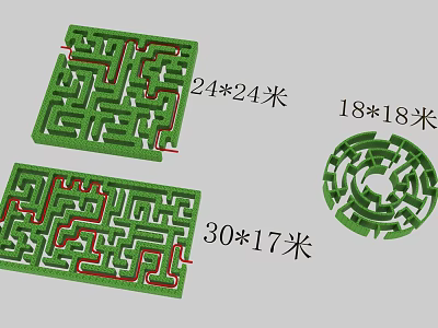 Outdoor Playground Maze Equipment For Kids With 24x24m 18x18m 30x17m Sizes 3d model