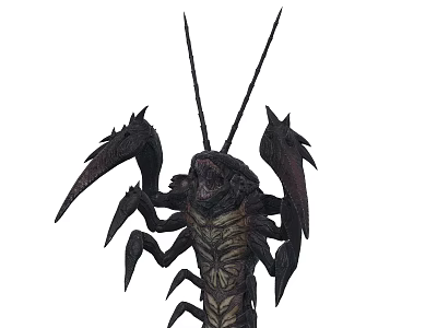 Giant Reptile Creature With Long Antennae Large Pincers And Segmented Body 3d model