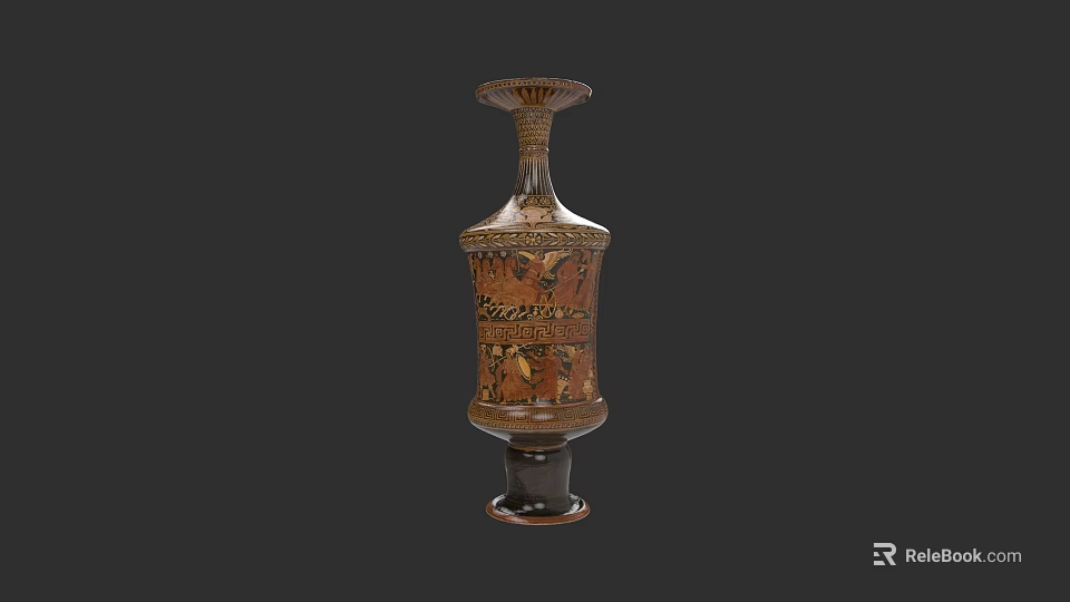 Traditional Ceramic Vessel With Intricate Hand Painted Decorative Patterns And Artistic Design 3d model 