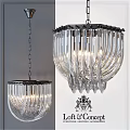 Elegant Crystal Chandelier With Transparent Glass Shades And Hanging Chain Design