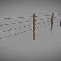 Barbed Wire Railing Iron Fence Iron Railing Fence 3d model