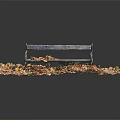 Rustic Wooden Bench Surrounded by Colorful Fallen Leaves with Metal Armrests