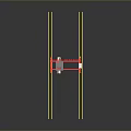 Red Industrial Gantry Crane Structure On Yellow Tracks With Mobile Frame