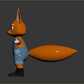 Cute Orange Fox Cartoon Character In Blue Overalls With Big Ears And Open Arms