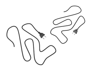Two Flexible Coiled Electric Wires With Plug Ends On White Background 3d model