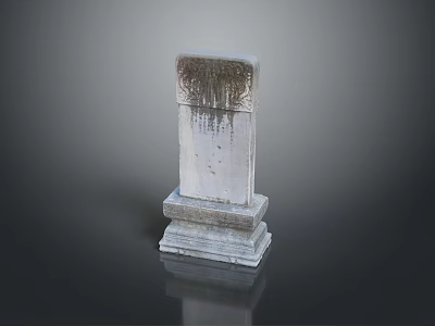 Weathered Stone Pillar With Pedestal Base And Gray Textured Surface 3d model