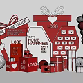 Love New Year Photo Check In Spot With Red Gift Boxes Balloons Hearts And LOGO