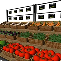 Organized Retail Display Shelves with Fresh Vegetables and Price Tags