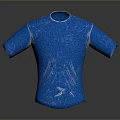 Blue Short Sleeve T shirt With Mesh Fabric And Sporty Logo Design
