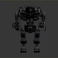3D Model Mechanical Mech Character With Gray Armor And Red Eyes