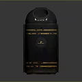Industrial Dark Metal Cylindrical Tank With Yellow Stripes Green Label And Top Gauge