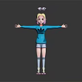 Game Movie Character Blonde Hair Pink Glasses Blue Adidas Sweatshirt Blue Shorts Striped Socks Pink Shoes