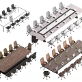 Modern Office Conference Tables With Wooden Glass Tops And Ergonomic Chairs