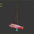White And Red Sailboat Model With Number 30 On Orange Display Stand
