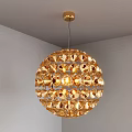 Gold Crystal Spherical Chandelier Design For Modern Interior Decoration With Shiny Light