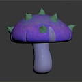 Vibrant Mushroom With Purple Pink Cap Green Spikes And White Stem