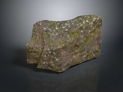 Natural Rustic Stone Piece With Rough Surface Green Mossy Spots And Earthy Tones 3d model