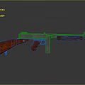 3D Rendered Gun Featuring Red Wooden Grip Stock Silver Metal Parts Gray Background Reflection