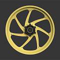 Shiny Golden Spoked Wheel With Black Center And Metallic Shiny Finish Design