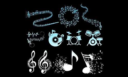 Modern 2D Music Symbols for Musical Instruments 3d model