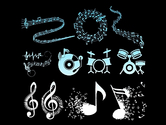 Modern 2D Music Symbols for Musical Instruments 3d model