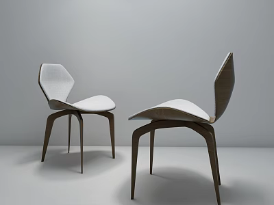Modern Geometric Chair With Wooden Frame And White Cushion Design 3d model