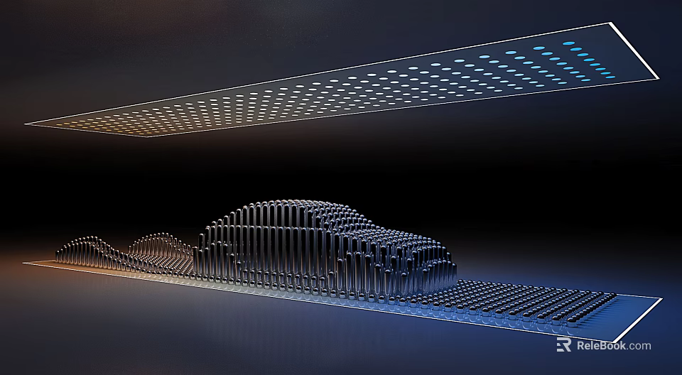 Modern Metal Frame Display Shelf with Integrated Lighting and Layered Design for Product 3d model 