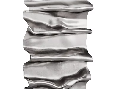 Silver Metallic Wavy Ruffled Decorative Wall Hanging With Shiny Texture 3d model