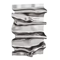 Silver Metallic Wavy Ruffled Decorative Wall Hanging With Shiny Texture