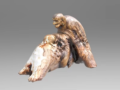 Natural Wood Carving Sculpture With Organic Shape And Artistic Wood Grain Details 3d model