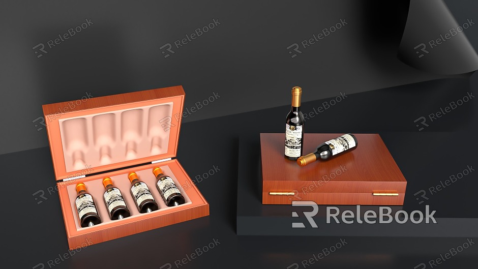 Modern Packaging Box Wine Bottle Wooden Box Wine Gift Box Packaging Wooden Box model