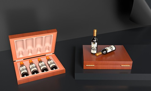 Modern Packaging Box Wine Bottle Wooden Box Wine Gift Box Packaging Wooden Box 3d model