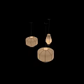 Three Modern Paper Pendant Lights With Geometric Shapes Cream And Striped Design For Interior Decoration