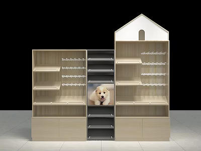 Modern Wooden Display Shelves With Multi Tiered Shelves Central Screen And Storage Drawers 3d model