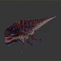 Fierce Red Spiked Reptile Creature Featuring Sharp Teeth Clawed Legs And Textured Scales 3d model