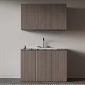 Modern Wooden Balcony Cabinet With Marble Countertop And Faucet Storage