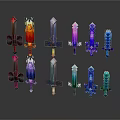 Colorful Fantasy Swords with Shiny Blades Vibrant Colors and Decorative Designs