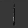 Black Clarinet As Household Item Standing Upright On Grey Background With Reflection