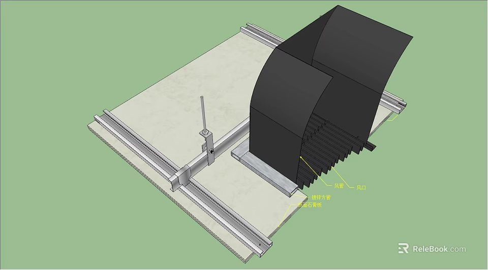 Architectural Building Components With Curved Structure And Metal Frame Support System 3d model 