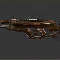 Vintage Mechanical Weapon 3D Model With Copper Green Finish And Detailed Texture