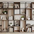 Modern Multi Compartment Shelf Unit With Books Potted Plants And Decorative Items 3d model