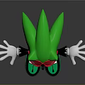 Green Hedgehog Character With Pink Bow Black Jacket And Green Black Shoes Arms Outstretched