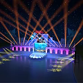 Amusement Park Nighttime Light Show With Colorful Projections