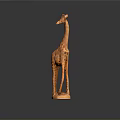 Detailed Game Movie Character Giraffe Wooden Sculpture With Spotted Pattern Long Neck And Legs