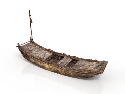 Ancient Wooden Boat Historical Water Transport With Weathered Wood Structure 3d model