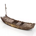 Ancient Wooden Boat Historical Water Transport With Weathered Wood Structure